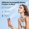 ENER-J KW60 Portable Handheld Fan with Mist Spray — 4000mAh, 5-Speed, 190° Tilt, Pink