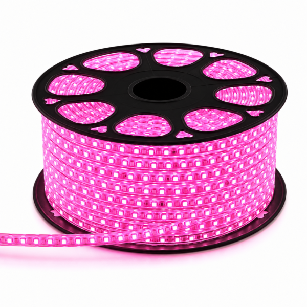 ENER-J LumiFlex Slim LED Rope Light — Pink, 50M Roll, 9mm Profile, Clear Diffuser, 120 LEDs/m, IP65