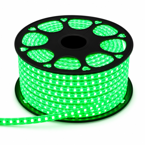 ENER-J LumiFlex Slim LED Rope Light — Green, 50M Roll, 9mm Profile, Clear Diffuser, 120 LEDs/m, IP65