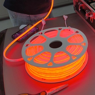 ENER-J LumiFlex Ultra FCOB Neon Strip — Red, 50M, 240 LEDs/m, 1000 lm/m, Direct AC, 2.5cm Cut, IP65