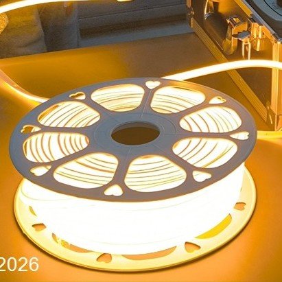 ENER-J LumiFlex Ultra FCOB Neon Strip — Amber, 50M, 240 LEDs/m, 1000 lm/m, Direct AC, 2.5cm Cut, IP65