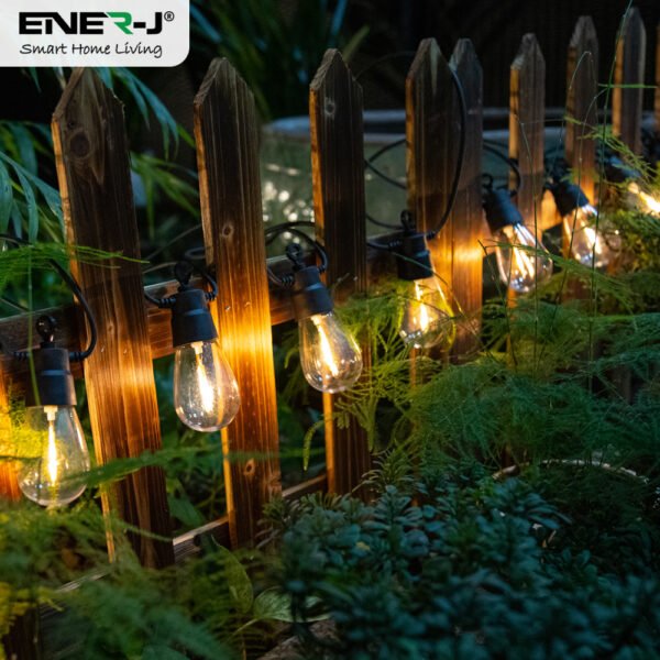 Solar String Lights for Outdoor — RGB+Warm White, 10M, 10 S14 Bulbs, Remote Control, IP44
