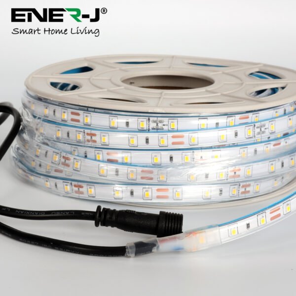 ENER-J 10m Solar LED Rope Light — IP65 Waterproof, 3000K Warm White, Remote, LiFePO4 Battery (T476)