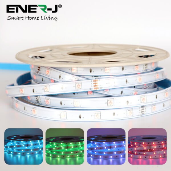 ENER-J 10m Solar LED Strip Light — RGB, SMD5050, 6Ah Battery, Remote Control, IP65 Waterproof