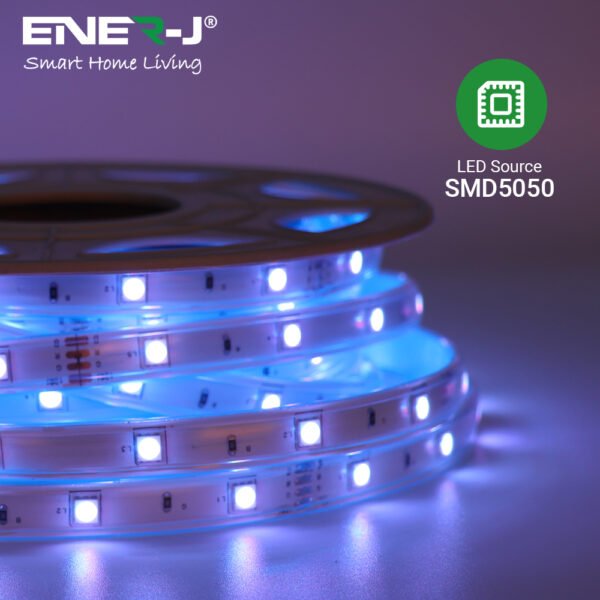 ENER-J 10m Solar LED Strip Light — RGB, SMD5050, 6Ah Battery, Remote Control, IP65 Waterproof