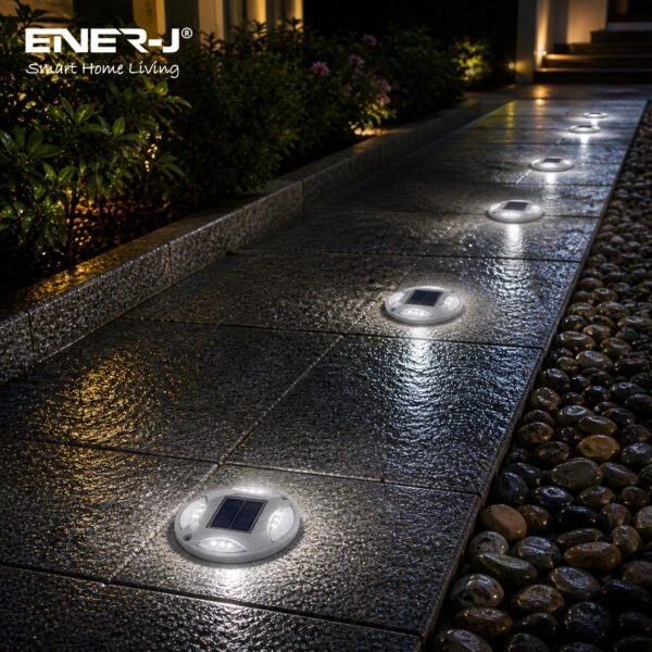 Solar Decking & Pathway Garden Light — 8 LED, 6000K & Blue, IP65, 2-Tonne Rated