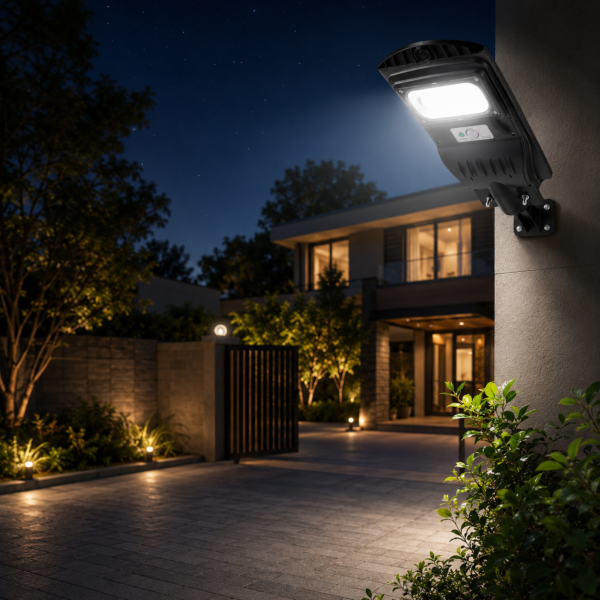 ENER-J Solar Street Light for Home — 600 Lumens, Radar Motion Sensor, Remote Control, IP65, BIS Certified