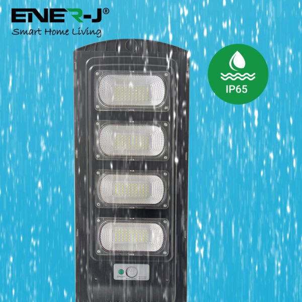 ENER-J Solar Street Light — 2400 Lumens, 192 LED, 15Ah Battery, Radar Motion Sensor, Remote, IP65 (T773)