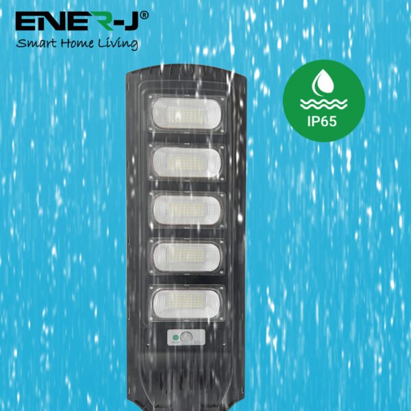 ENER-J Solar Street Light — 3000 Lumens, 240 LED, 20Ah Battery, Radar Motion Sensor, Remote, IP65 (T774)