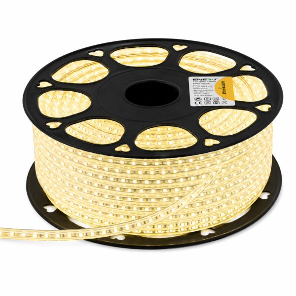 ENER-J LumiFlex Slim LED Rope Light — Warm White, 50M Roll, 9mm Profile, 120 LEDs/m, IP65, No Driver Required