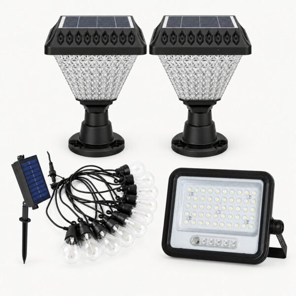 Gate, Garden and Security Light Kit - Solar Flood, String and Floodlight Set Gate, Garden and Security Solar Light Kit - ENER-J India