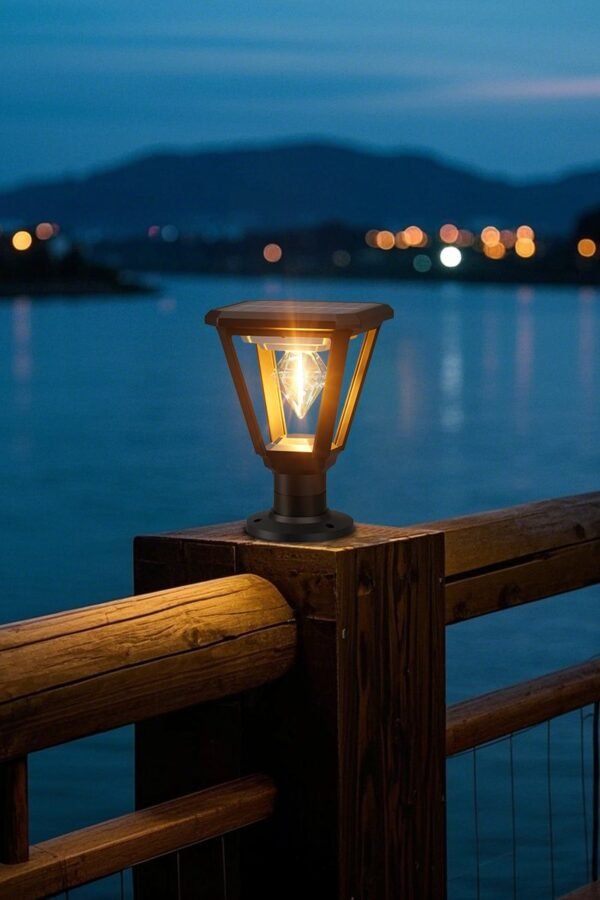 ENER-J 25W Solar Gate Light with Diamond Neon Flickering Bulb — 3W Panel, 2000mAh, Warm White, IP65 - ENER-J India