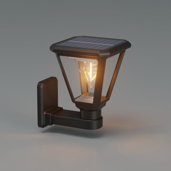 ENER-J 25W Solar Gate Light with Diamond Neon Flickering Bulb — 3W Panel, 2000mAh, Warm White, IP65 - ENER-J India