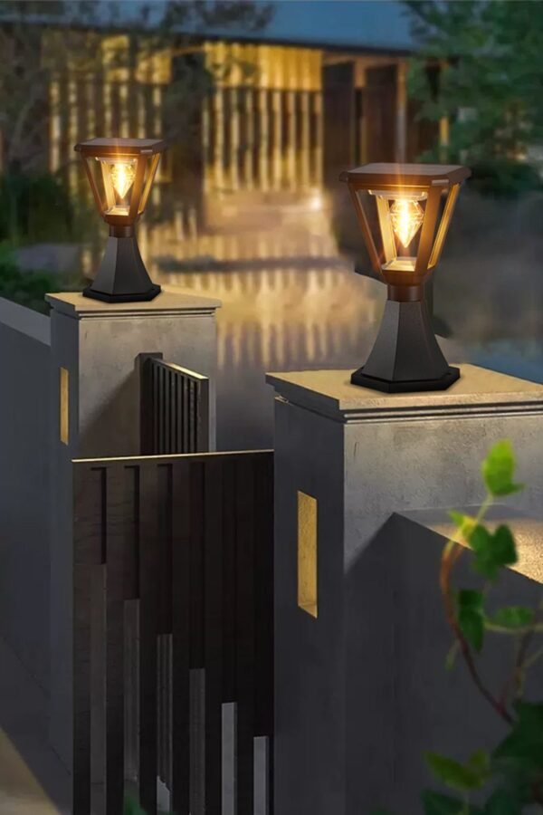 ENER-J 25W Solar Gate Light with Diamond Neon Flickering Bulb — 3W Panel, 2000mAh, Warm White, IP65 - ENER-J India