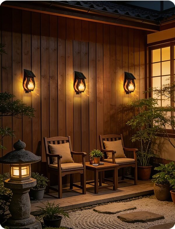 enerj-f352-4 ENER-J 10W Solar Flickering Flame Wall Light — 1.6W Panel, 1200mAh Battery, Warm White, IP65 - ENER-J India