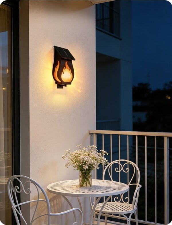 enerj-f352-5 ENER-J 10W Solar Flickering Flame Wall Light — 1.6W Panel, 1200mAh Battery, Warm White, IP65 - ENER-J India
