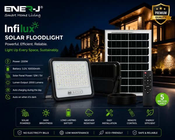 ENER-J 200W Solar Floodlight with Remote - ENER-J India