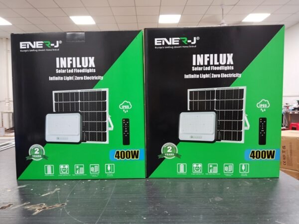 ENER-J 400W Infilux Solar Floodlight F358 — retail box ENER-J 400W Solar Floodlight with Remote - ENER-J India