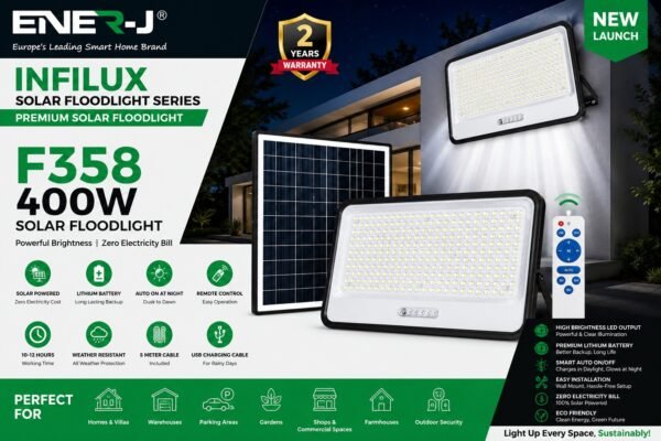 ENER-J 400W Infilux Solar Floodlight F358 — product poster ENER-J 400W Solar Floodlight with Remote - ENER-J India